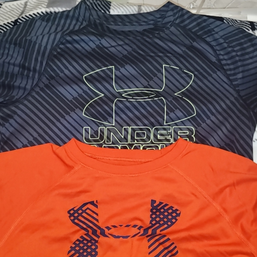Under Armour Kids' Orange and Black Logo Tops